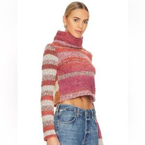 NWT Free People My Girl Sweater Women Size Medium Sunburst Combo Crop Turtleneck